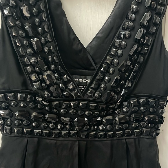 Bebe black silk sleeveless dress with beading small - Picture 8 of 16